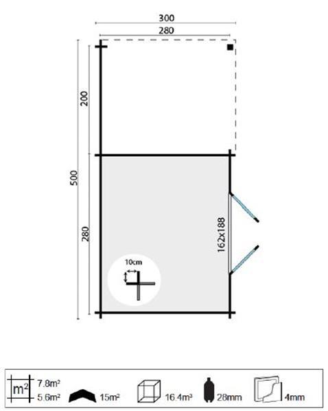 Grote foto blokhut dora 300x300cm luifel 200cm zilvergrijs ge mpreg tuin en terras tuinhuisjes en blokhutten