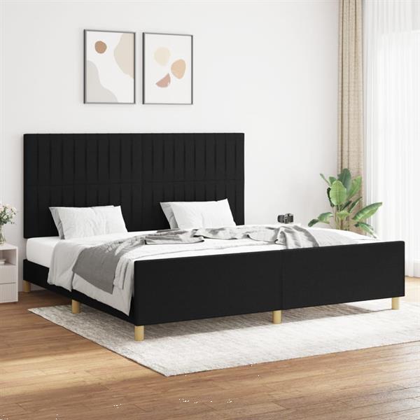 Grote foto vidaxl cadre de lit avec t te de lit noir 200x200 cm tissu huis en inrichting bedden