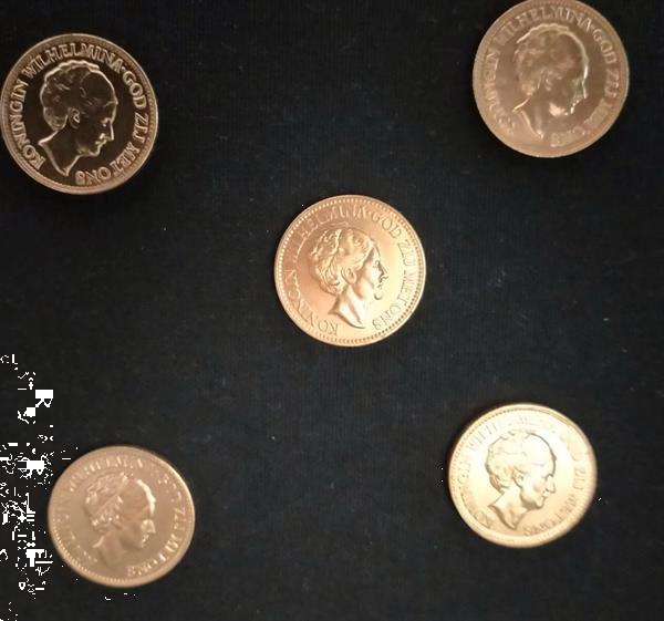 Grote foto copyen 5 gouden10 guldenmunten wilhelmina verzamelen munten nederland