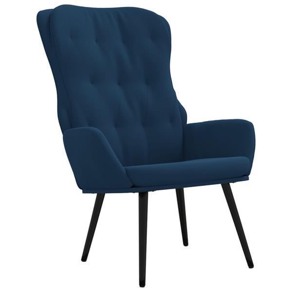 Grote foto vidaxl chaise de relaxation avec repose pied bleu velours huis en inrichting stoelen