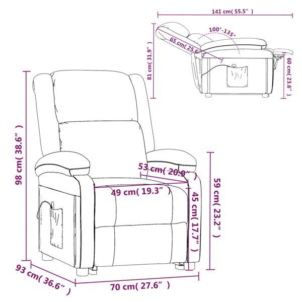 Grote foto vidaxl fauteuil inclinable cr me similicuir huis en inrichting stoelen