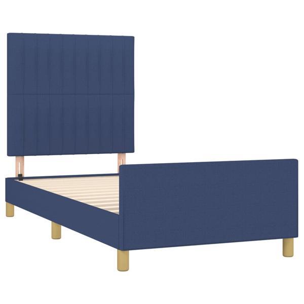 Grote foto vidaxl cadre de lit avec t te de lit bleu 90x200 cm tissu huis en inrichting bedden