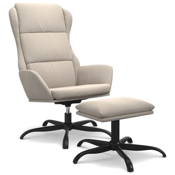 Grote foto vidaxl chaise de relaxation avec repose pied cr me tissu mic huis en inrichting stoelen