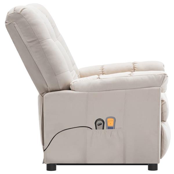 Grote foto vidaxl fauteuil inclinable de massage cr me tissu huis en inrichting stoelen