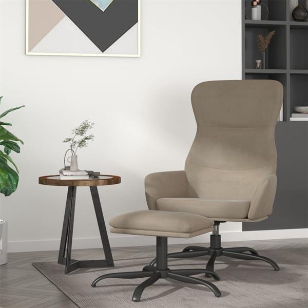 Grote foto vidaxl chaise de relaxation avec tabouret gris clair tissu m huis en inrichting stoelen