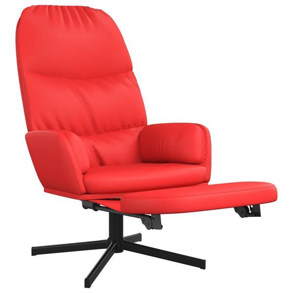 Grote foto vidaxl chaise de relaxation avec tabouret rouge similicuir huis en inrichting stoelen