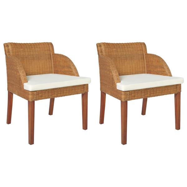 Grote foto vidaxl chaises d ner avec coussins 2 pcs marron clair roti huis en inrichting stoelen