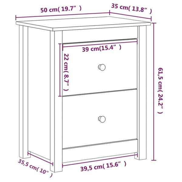 Grote foto vidaxl tables de chevet 2 pcs noir 50x35x61 5 cm bois de pin huis en inrichting complete slaapkamers