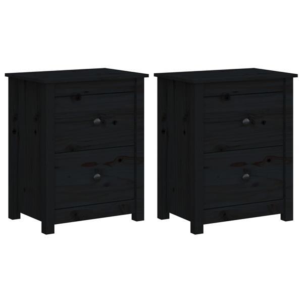 Grote foto vidaxl tables de chevet 2 pcs noir 50x35x61 5 cm bois de pin huis en inrichting complete slaapkamers