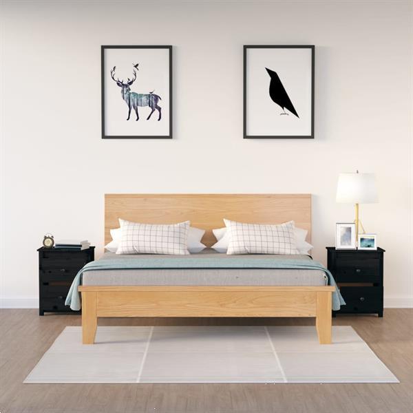 Grote foto vidaxl tables de chevet 2 pcs noir 50x35x61 5 cm bois de pin huis en inrichting complete slaapkamers