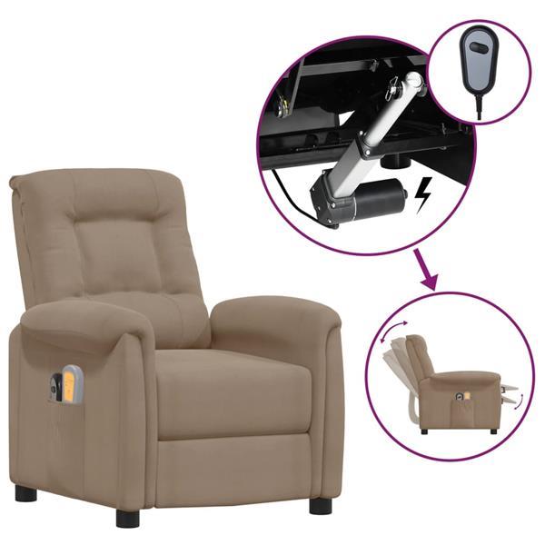 Grote foto vidaxl fauteuil inclinable de massage taupe tissu microfibre huis en inrichting stoelen