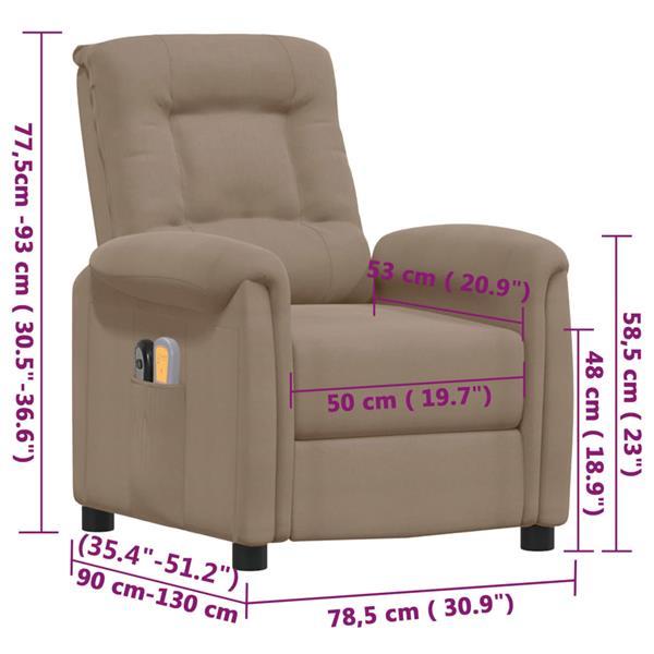 Grote foto vidaxl fauteuil inclinable de massage taupe tissu microfibre huis en inrichting stoelen