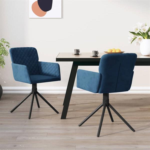 Grote foto vidaxl chaises pivotantes de salle manger 2 pcs bleu velou huis en inrichting stoelen