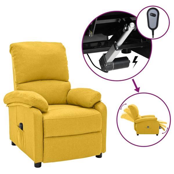 Grote foto vidaxl fauteuil inclinable lectrique jaune tissu huis en inrichting stoelen