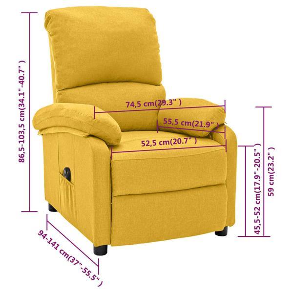 Grote foto vidaxl fauteuil inclinable lectrique jaune tissu huis en inrichting stoelen