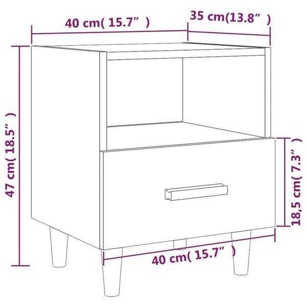 Grote foto vidaxl table de chevet blanc brillant 40x35x47 cm huis en inrichting complete slaapkamers