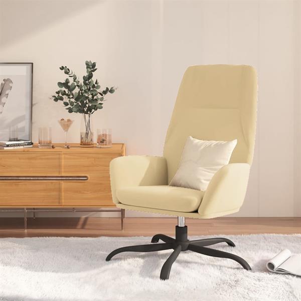 Grote foto vidaxl chaise de relaxation blanc cr me velours huis en inrichting stoelen