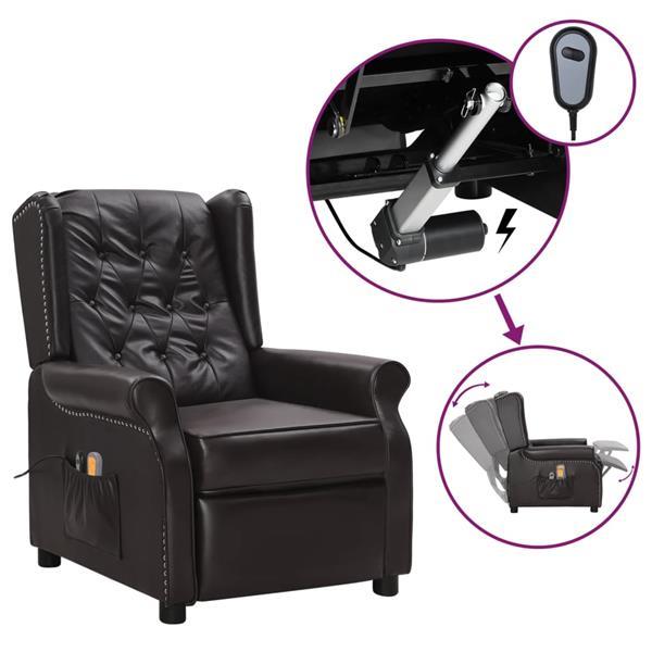 Grote foto vidaxl fauteuil inclinable lectrique de massage marron simi huis en inrichting stoelen
