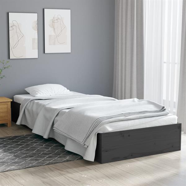 Grote foto vidaxl cadre de lit gris bois massif 75x190 cm petit simple huis en inrichting bedden