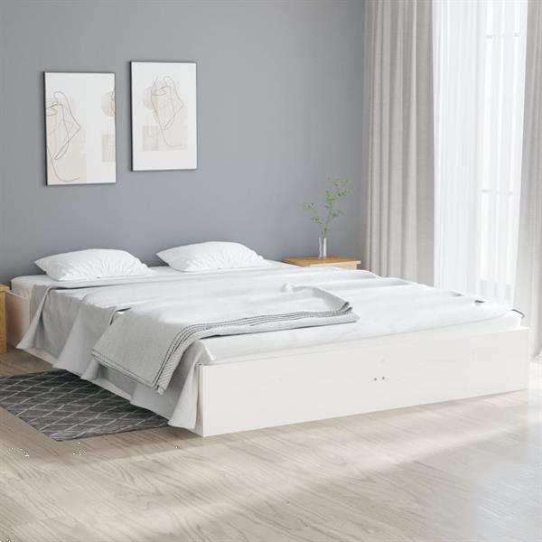 Grote foto vidaxl cadre de lit blanc bois massif 135x190 cm double huis en inrichting bedden