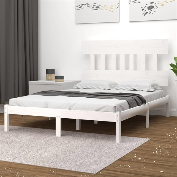 Grote foto vidaxl cadre de lit blanc bois massif 200x200 cm huis en inrichting bedden