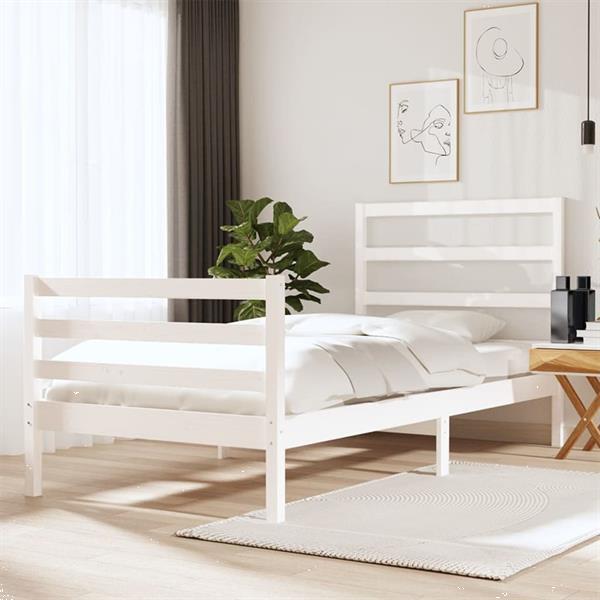 Grote foto vidaxl cadre de lit blanc bois de pin massif 75x190 cm petit huis en inrichting bedden