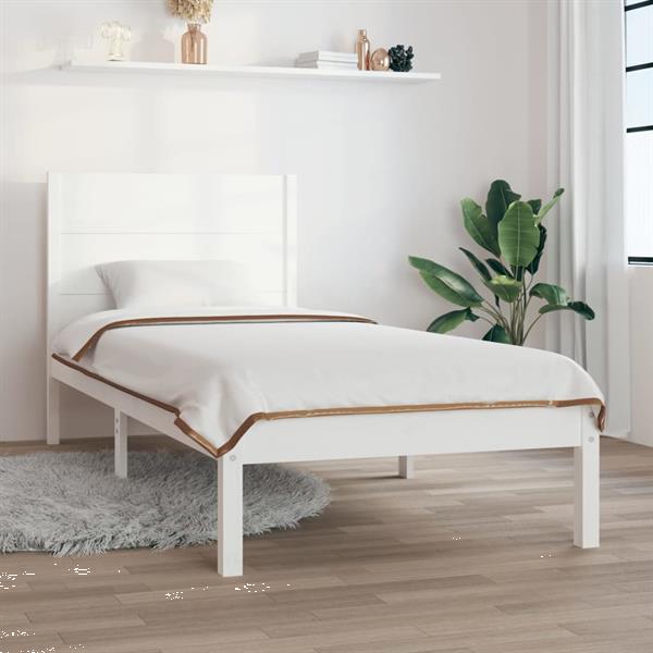 Grote foto vidaxl cadre de lit blanc bois de pin massif 100x200 cm huis en inrichting bedden