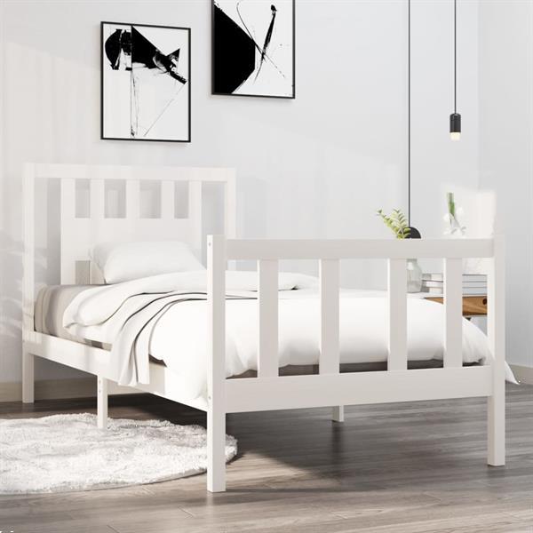 Grote foto vidaxl cadre de lit blanc bois massif 75x190 cm petit simple huis en inrichting bedden