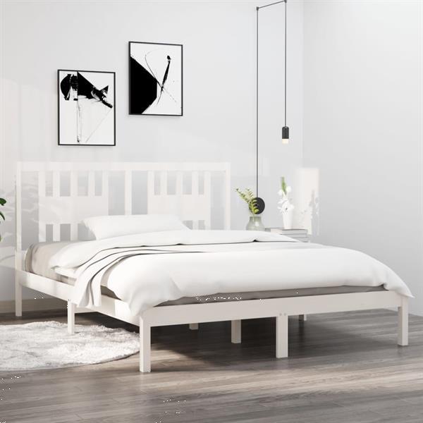Grote foto vidaxl cadre de lit blanc bois de pin massif 140x200 cm huis en inrichting bedden
