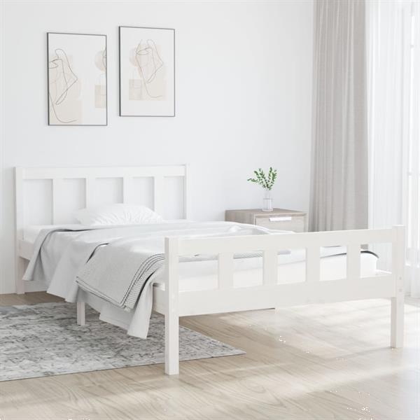 Grote foto vidaxl cadre de lit blanc bois massif 100x200 cm huis en inrichting bedden