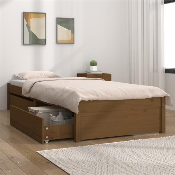 Grote foto vidaxl cadre de lit avec tiroirs marron miel 90x200 cm huis en inrichting bedden