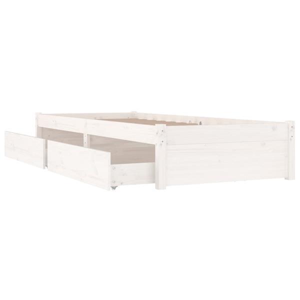 Grote foto vidaxl cadre de lit avec tiroirs blanc 90x200 cm huis en inrichting bedden