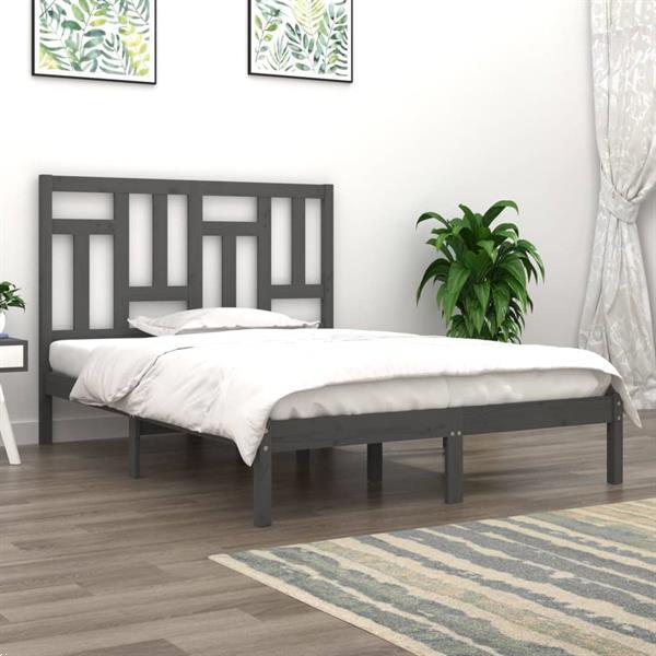 Grote foto vidaxl cadre de lit gris bois de pin massif 140x190 cm huis en inrichting bedden