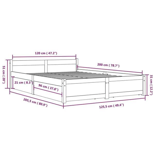 Grote foto vidaxl cadre de lit avec tiroirs noir 120x200 cm huis en inrichting bedden