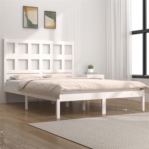 Grote foto vidaxl cadre de lit blanc bois de pin massif 120x200 cm huis en inrichting bedden