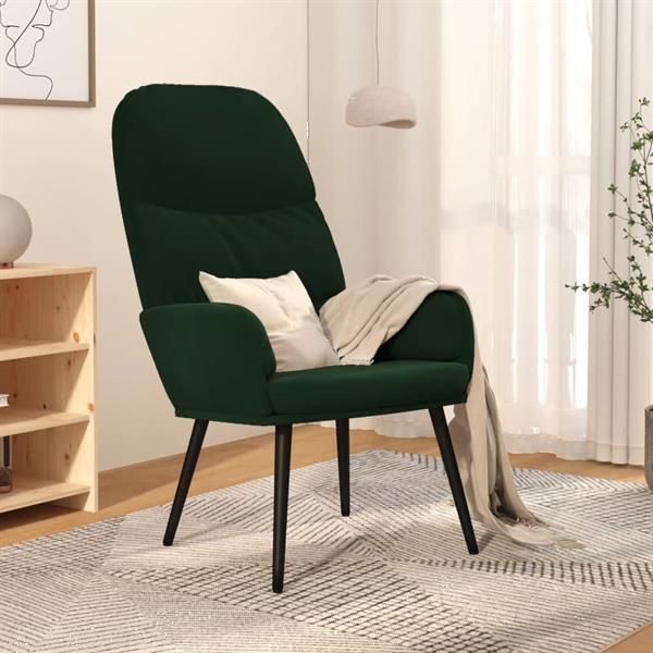 Grote foto vidaxl chaise de relaxation vert fonc velours huis en inrichting stoelen