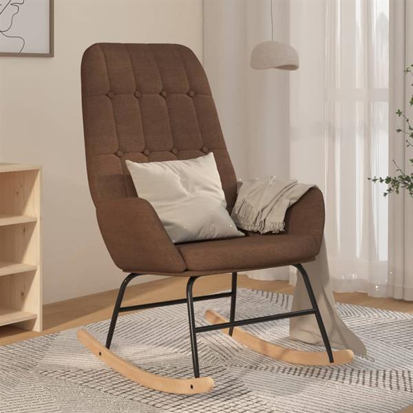 Grote foto vidaxl chaise bascule marron tissu huis en inrichting stoelen