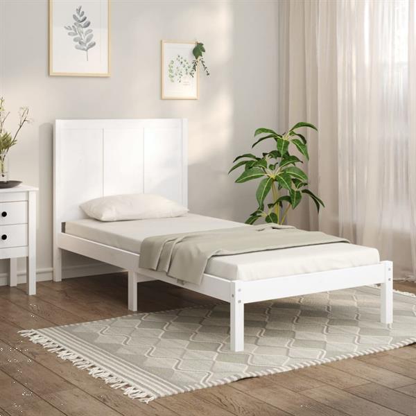 Grote foto vidaxl cadre de lit blanc bois de pin massif 90x190 cm simpl huis en inrichting bedden