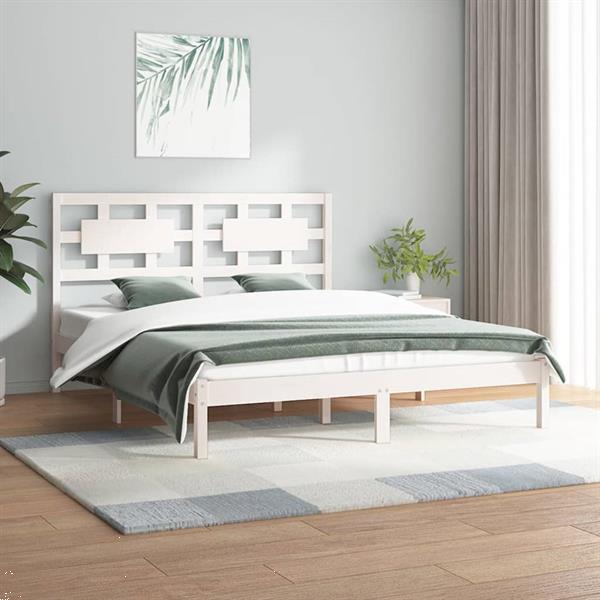 Grote foto vidaxl cadre de lit blanc bois de pin massif 180x200 cm supe huis en inrichting bedden