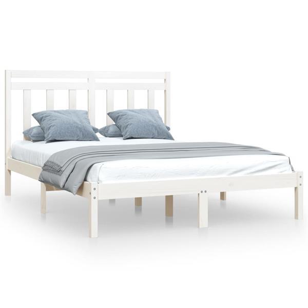 Grote foto vidaxl cadre de lit blanc bois massif 120x190 cm petit doubl huis en inrichting bedden