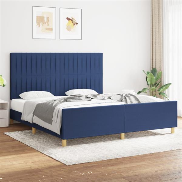 Grote foto vidaxl cadre de lit avec t te de lit bleu 180 x 200 cm tissu huis en inrichting bedden