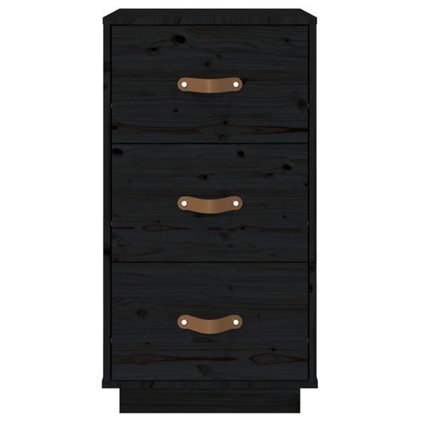 Grote foto vidaxl table de chevet noir 40x40x75 cm bois de pin massif huis en inrichting complete slaapkamers