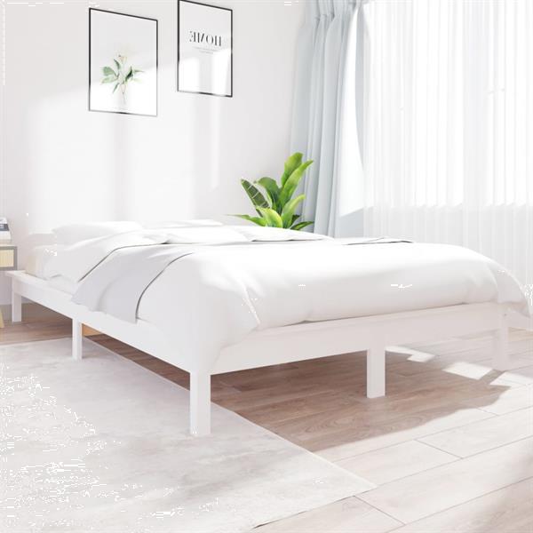 Grote foto vidaxl cadre de lit blanc 150x200 cm bois de pin massif tr s huis en inrichting bedden