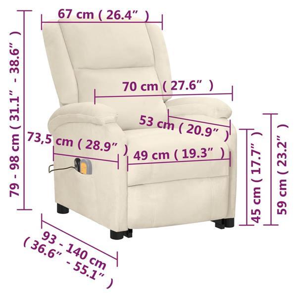 Grote foto vidaxl fauteuil de massage inclinable cr me velours huis en inrichting stoelen