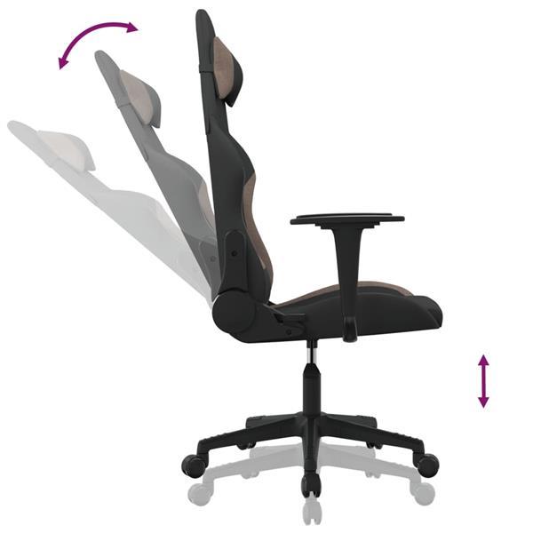 Grote foto vidaxl chaise de jeu de massage noir et taupe tissu huis en inrichting stoelen