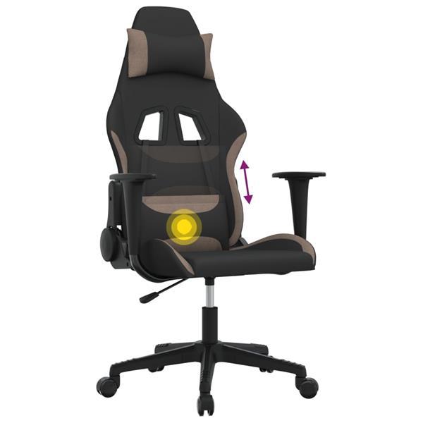 Grote foto vidaxl chaise de jeu de massage noir et taupe tissu huis en inrichting stoelen
