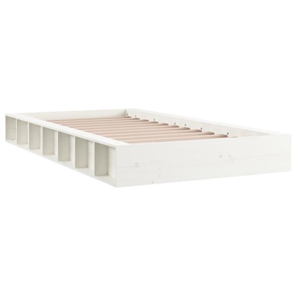 Grote foto vidaxl cadre de lit blanc 120x190 cm petit double bois massi huis en inrichting bedden
