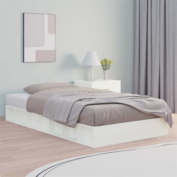 Grote foto vidaxl cadre de lit blanc 90x200 cm bois massif huis en inrichting bedden