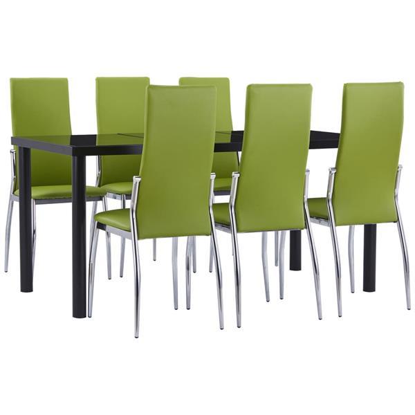 Grote foto vidaxl 7 delige eethoek kunstleer groen huis en inrichting complete eetkamers