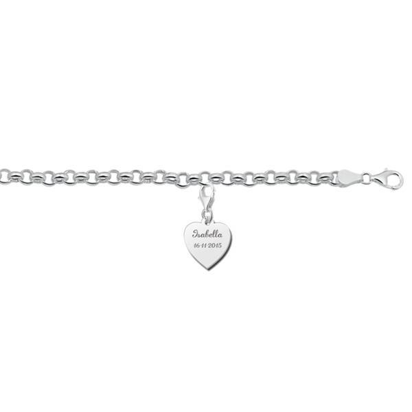 Grote foto kerst sieraden zilveren hart bedel met naam en datum kleding dames sieraden